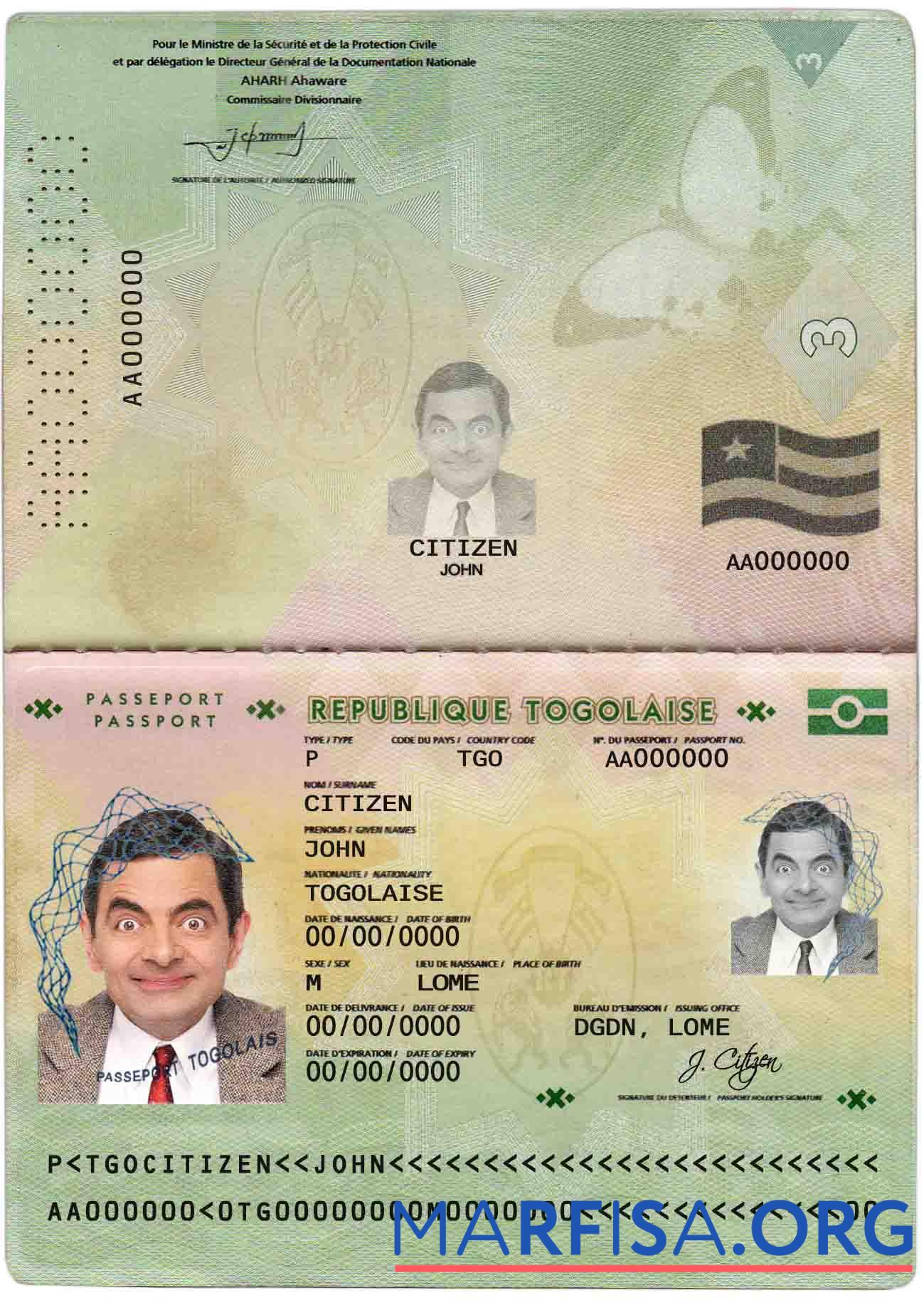 Realistic Togo passport download for verification